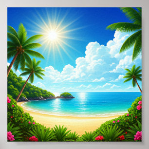 Poster Praia Tropical do Paraíso