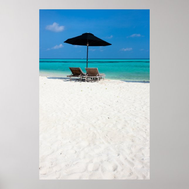 Póster Praia tropical idílica nas Maldivas (Frente)