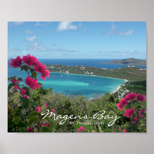 Poster Praia Tropical Magens Bay St. Thomas USVI Foto (Frente)