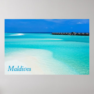 Póster praia tropical nas Maldivas