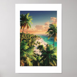 Poster Praia Tropical Sunset - Arte Costeira Vibrante