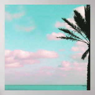 Póster Praia tropical, vista para o mar, nuvens