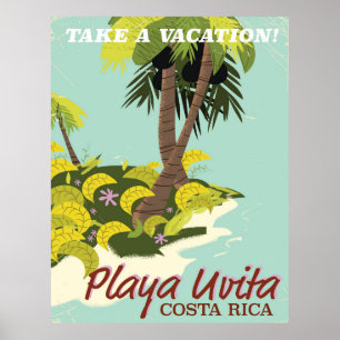 Poster Praia Uvita, Costa Rica pôster de viagem de praia/