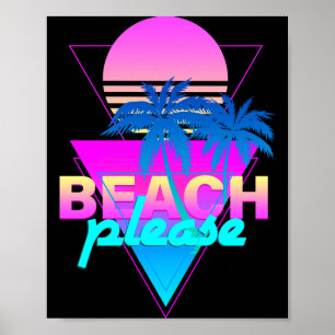 Poster Praia vaporwave retrô palmeira & pôr do sol