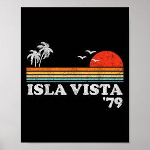 Poster Praia Vintage Isla Vista Califórnia Surf Retro