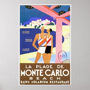 Póster Praia Vintage Monte Carlo