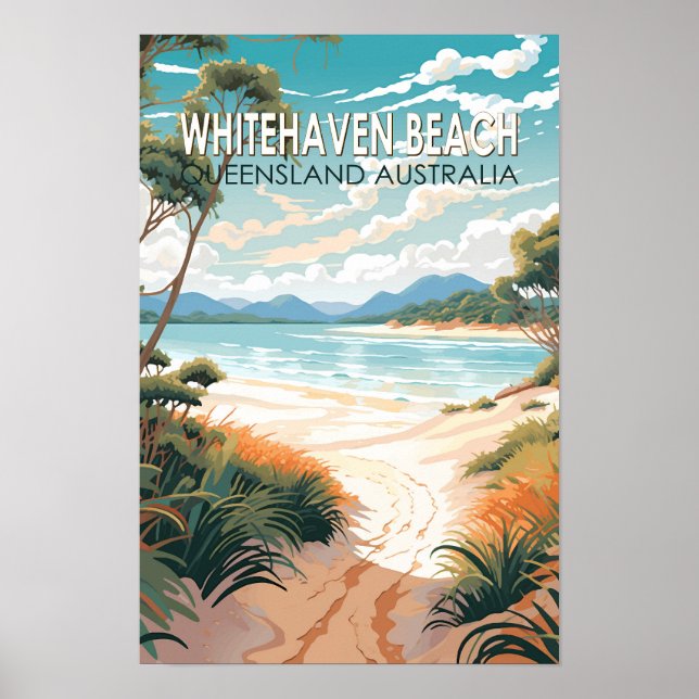 Poster Praia Whitehaven Queensland Austrália Viagem Arte (Frente)