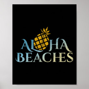 Poster Praias Aloha Havaí Surfando Festa do Abacaxi Sol S