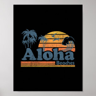 Poster Praias Aloha Havaí Vintage Praia Surf Retro H