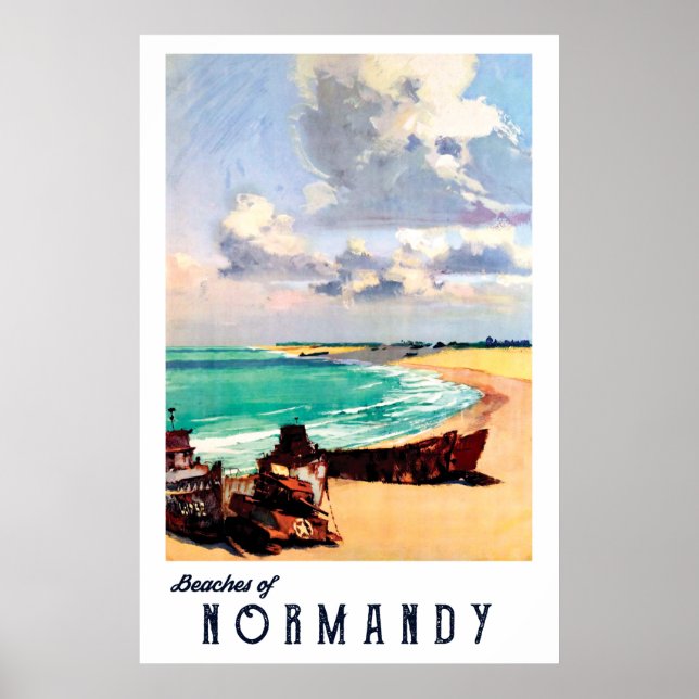 Poster Praias da Normandia, França (Frente)