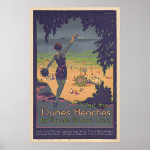 Poster Praias das Dunas - Cartaz de Viagem Vintage