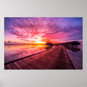 Poster Praias Tropicais   Maldivas Sunset