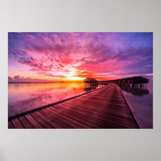 Poster Praias Tropicais | Maldivas Sunset (Frente)