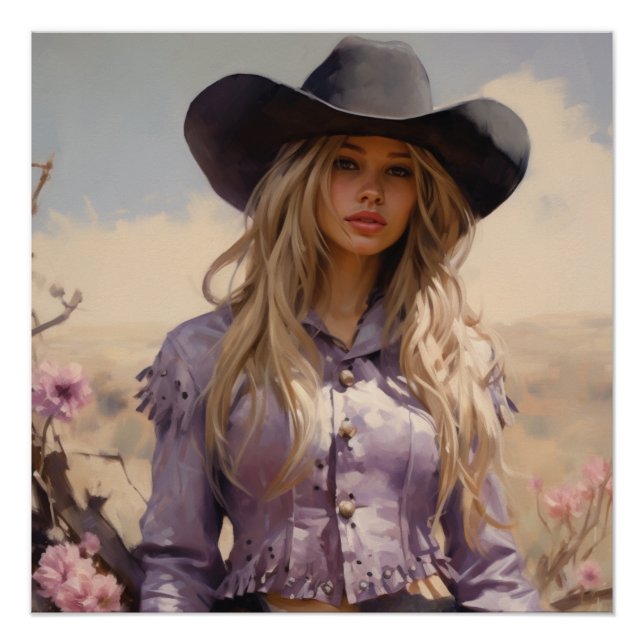 Póster Prairie Blossoms: Cowgirl Wall Art (Frente)
