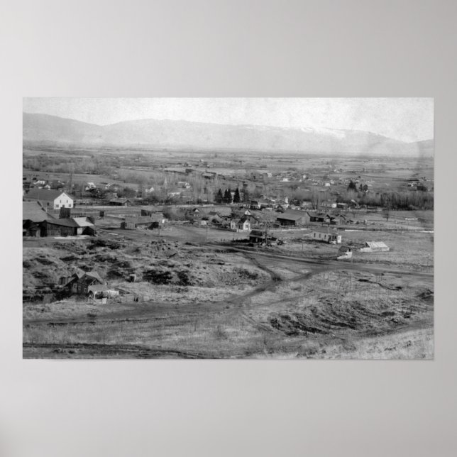 Póster Prairie City, Oregon Birds Eye Town View (Frente)