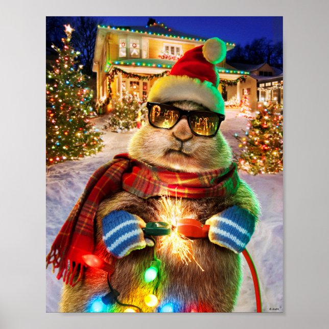 Poster Prairie Dog Com Luzes De Natal (Frente)