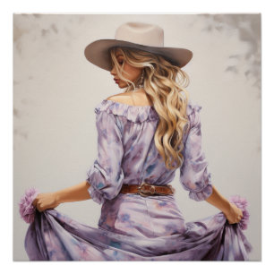 Póster Prairie Lilac: Arte de Muro de Cowgirl