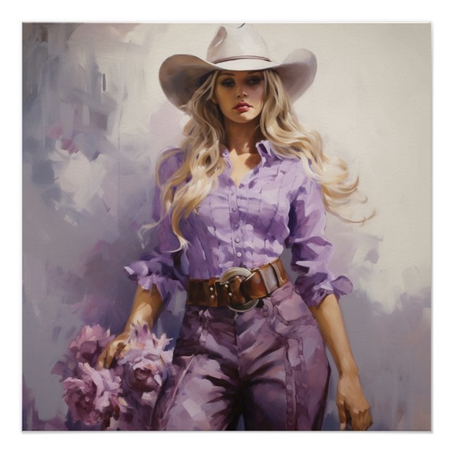 Póster Prairie Purple: Arte de Muro de Cowgirl (Frente)
