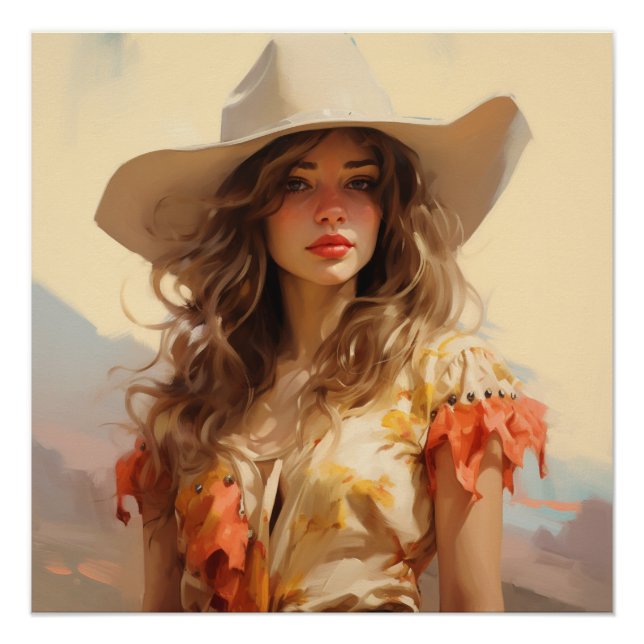 Póster Prairie Retratos: Arte de Muro de Cowgirl (Frente)