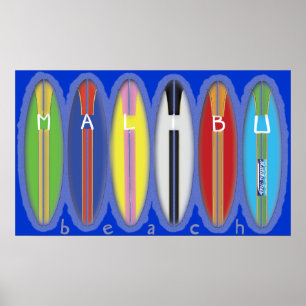 Poster Prancha da praia de Malibu