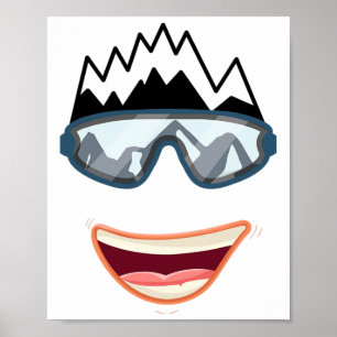Poster Prancha de Neve Divertida Esquiador de Prancha de