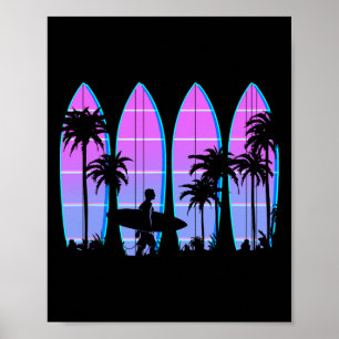 Poster Prancha de Surf Homens Mulheres Crianças Surfe Vap