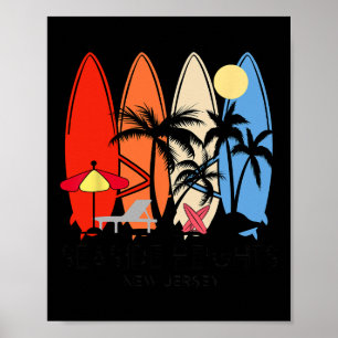Poster Prancha de Surf Retro Vintage Seaside Heights Nova