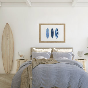 Poster Pranchas de Surf Azul Aquarela Surfs Up