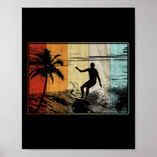 Poster Pranchas de Surf de Praia Vintage Retro Surfista