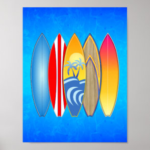 Poster Pranchas de Surf Retrô
