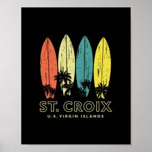 Poster Pranchas de Surf Retro St Croix Vintage Meninos Me