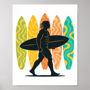Poster Pranchista de Verão Onda Surfe Prancha de Surfe Pr