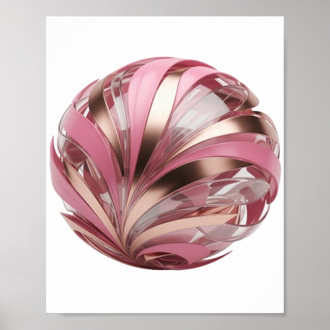 Poster Prata Artística BOLA METÁLICA ROSA E DOURADA (Frente)