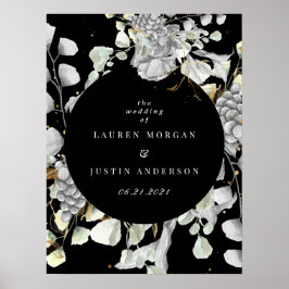 Poster prata de ouro floral quadrado