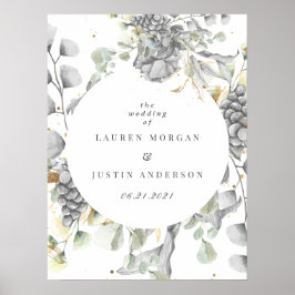 Poster prata de ouro floral quadrado