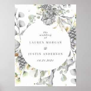 Poster prata de ouro floral quadrado