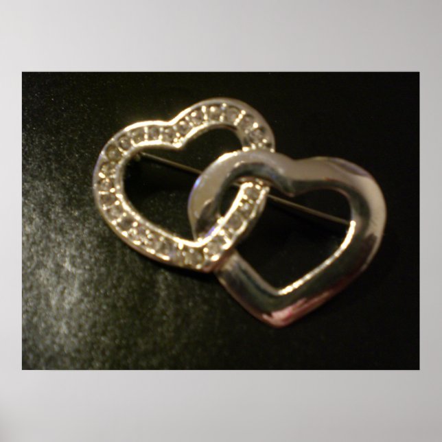 Poster Prata entrelaçada Corações de Amor (Frente)