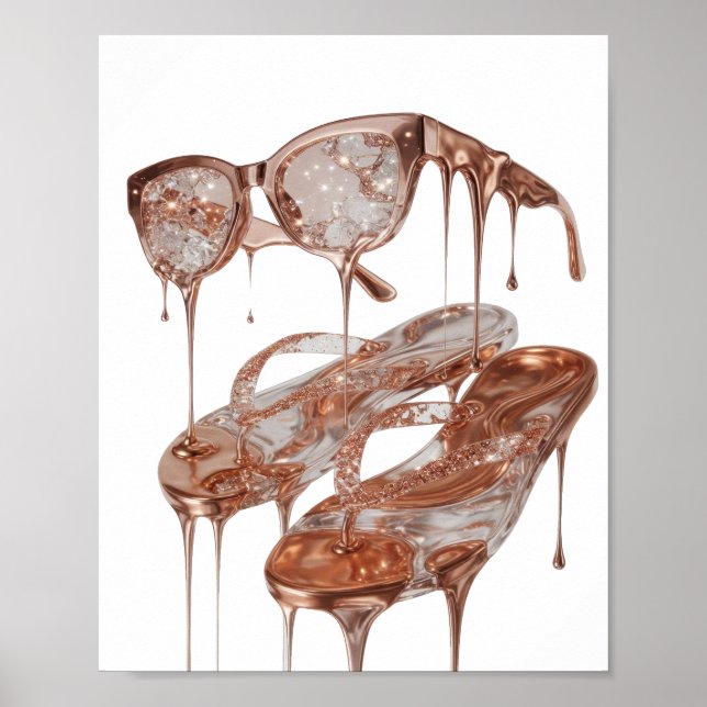 Poster Prata Marcante GLAMOUR ROSE GOLD Design de Declara (Frente)