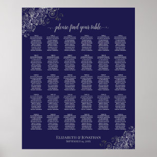 Poster Prata no Gráfico Marinho Azul 30 Mesa de Casamento