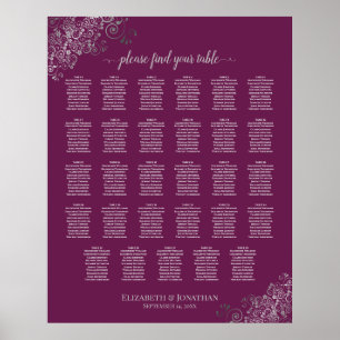 Poster Prata no Quadro 29 Gráfico de Assentos de Casamen