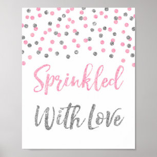 Poster Prata rosa Confetti borrado com sinal de amor