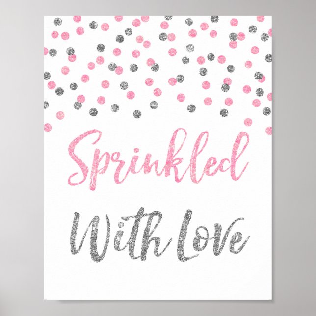Poster Prata rosa Confetti borrado com sinal de amor (Frente)