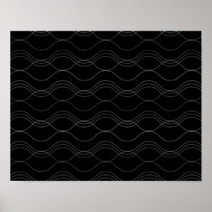 Poster Prata, teste padrão ondulado elegante, legal,