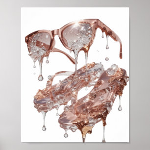 Poster Prateado Moderno GLAMOUR EM OURO ROSA Design Perso