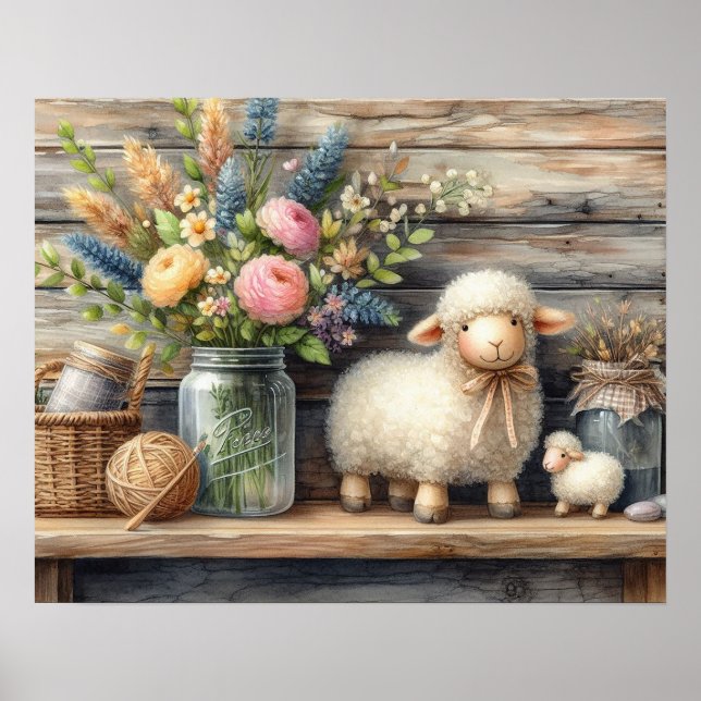 Poster Prateleira primitiva de madeira 7 (Frente)