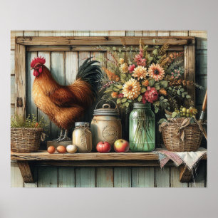 Poster Prateleira primitiva de madeira prateleira 1