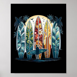 Poster Praticante de surf no Havaí Surfista de ondas Aman
