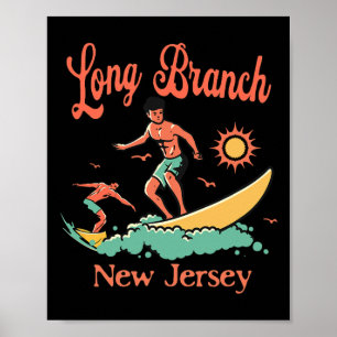 Poster Praticante de surfe de Nova Jersey Long Branch Nj