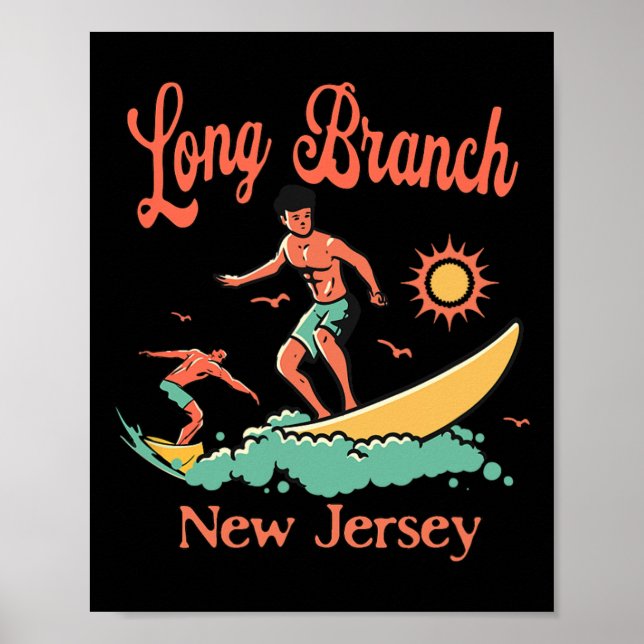 Poster Praticante de surfe de Nova Jersey Long Branch Nj  (Frente)