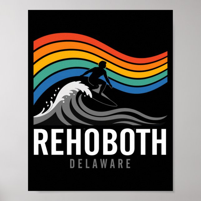 Poster Praticante de surfe de Rehoboth Beach Delaware Hom (Frente)